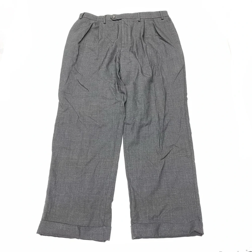 Lauren Ralph Lauren Pants Mens 36x30 Gray 100% Wool Pleated GREEN LABEL